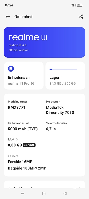 Vælg realme UI
