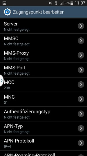 Scrollen Sie nach unten und geben Sie Ihre Internetinformationen ein