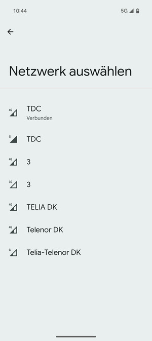 Wählen Sie einen Netzbetreiber von der Liste