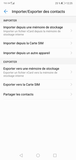 Sélectionnez Importer depuis la Carte SIM