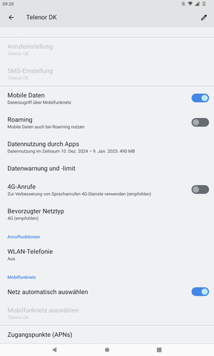 Um das Netzwerk zu wechseln, falls Probleme auftreten, schalten Sie Netz automatisch auswählen aus