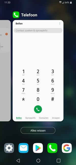 Selecteer Alles wissen om alle actieve apps te sluiten