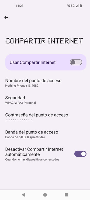Seleccione Contraseña del punto de acceso