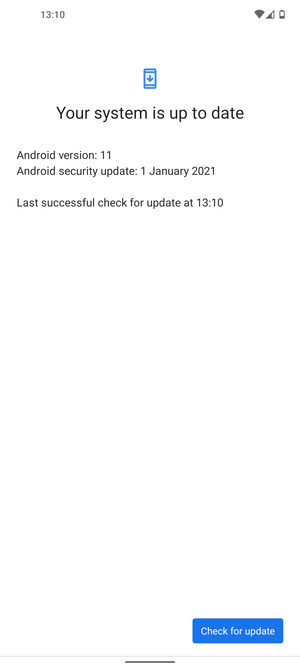 If your phone is up to date, you will see the following screen