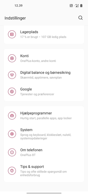 Scroll til og vælg System