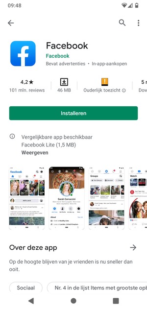 Selecteer Installeren
