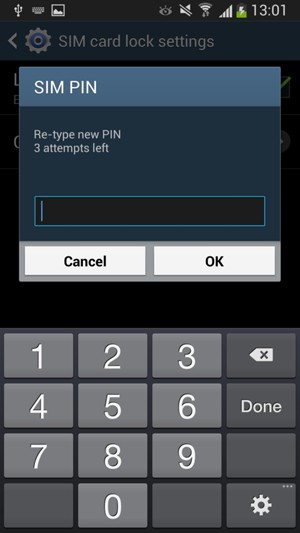 Confirm your new SIM PIN and select OK