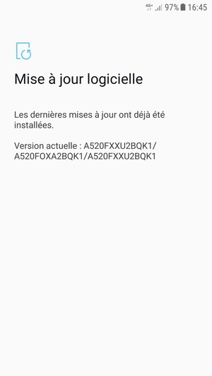 Si votre téléphone est à jour, vous verrez l'écran suivant