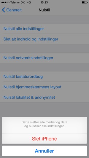 Vælg Slet iPhone