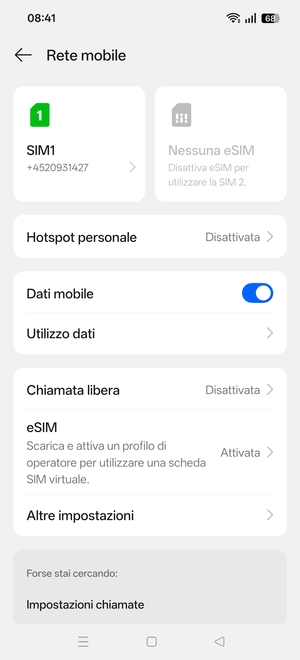 Seleziona  eSIM