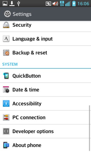 Scroll to and select About phone