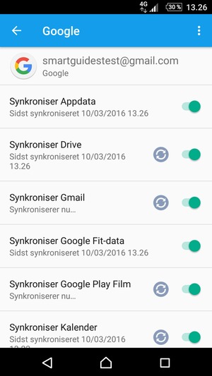Dine oplysninger vil blive synkroniseret