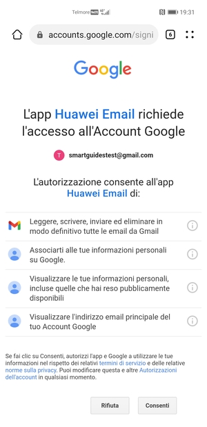 Seleziona Consenti