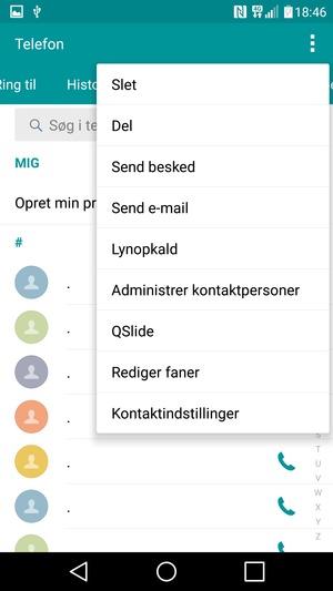 Vælg Administrer kontaktpersoner