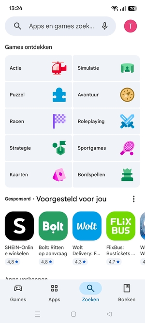 Selecteer de zoekbalk