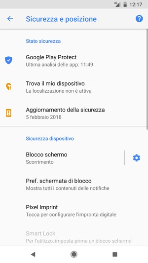 Per attivare il blocco dello schermo, vai al menu Sicurezza e posizione e seleziona Blocco schermo