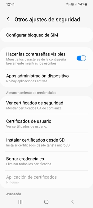 Seleccione Configurar bloqueo de SIM