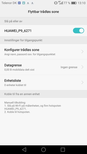 Telefonen din er konfigurert for bruk som et modem