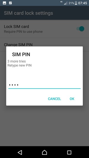 Confirm your new SIM PIN and select OK