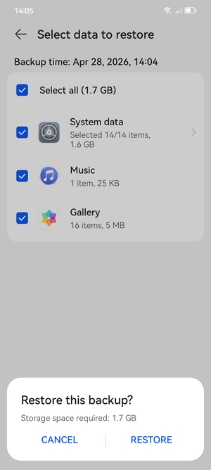 Select RESTORE