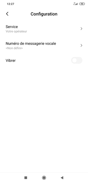 Sélectionnez Numéro de messagerie vocale