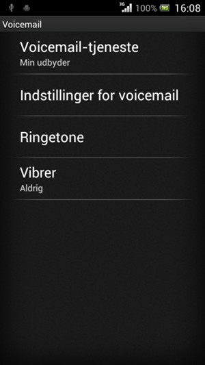 Vælg Indstillinger for voicemail