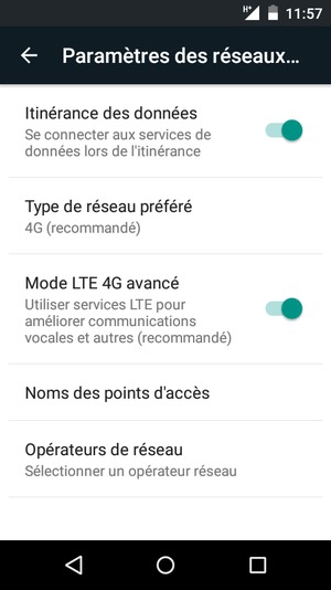 Activer ou désactiver Itinérance des données