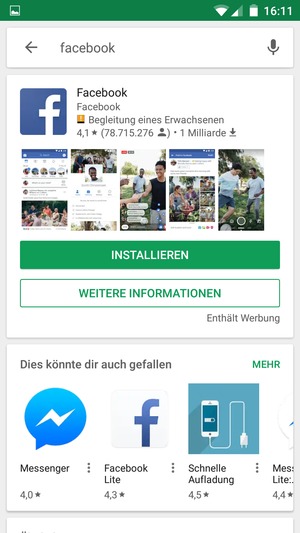 Wählen Sie die App