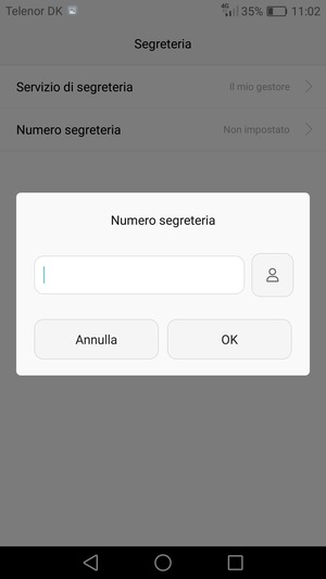 Inserisci Numero segreteria e seleziona OK