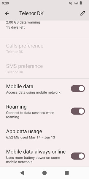 Turn Roaming on or off