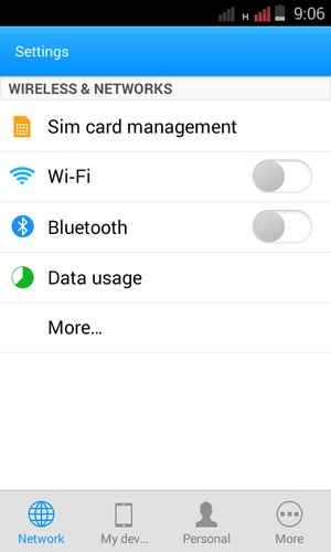 Select Network and Wi-Fi