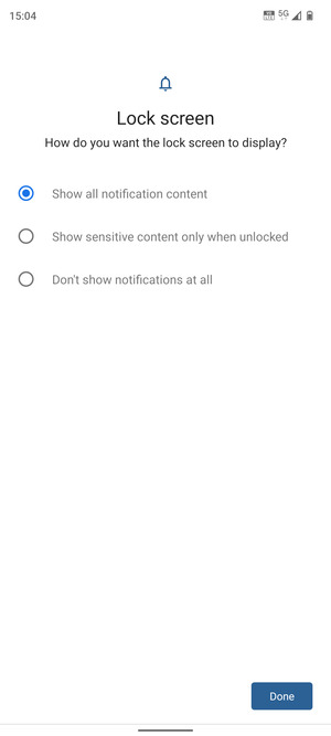 Select your preferred option and select Done