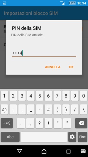 Inserisci PIN della SIM attuale e seleziona OK