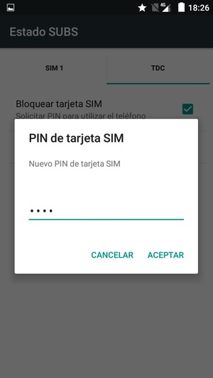 Introduzca su Nuevo PIN de tarjeta SIM y seleccione ACEPTAR