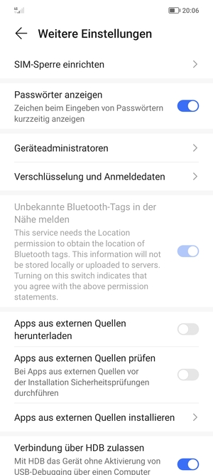 Wählen Sie SIM-Sperre einrichten