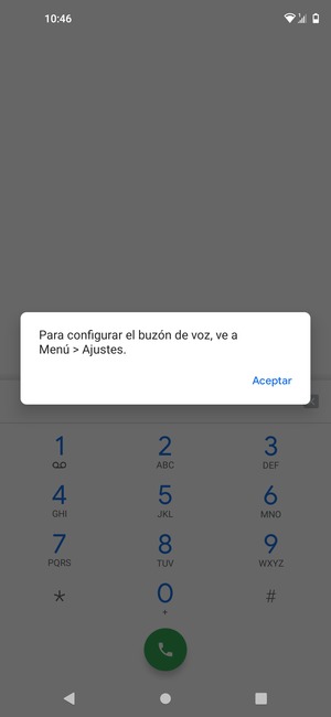 Si el correo de voz no está configurado, seleccione Aceptar