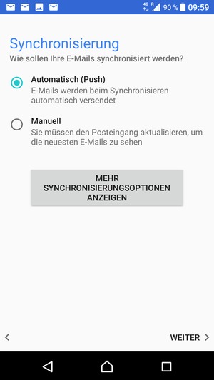 Wählen Sie die gewünschte Option und wählen Sie WEITER