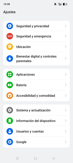 Desplácese y seleccione Sistema y actualización