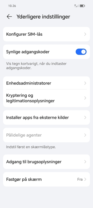 Vælg Konfigurer SIM-lås