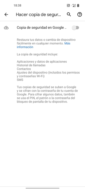 Active Copia de seguridad en Google ..