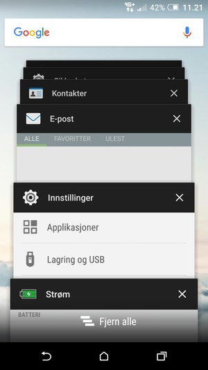 Velg Fjern alle for å lukke alle programmer som kjører