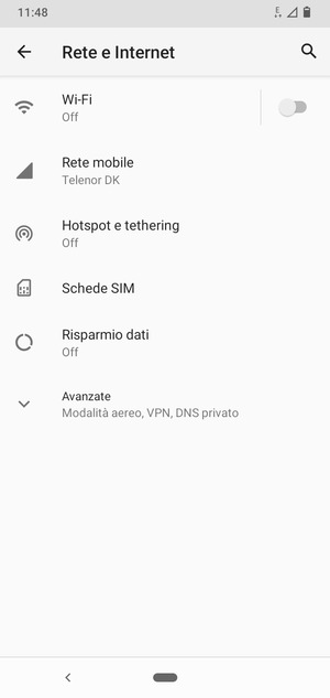 Seleziona Rete mobile