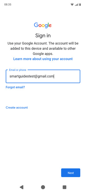 Enter your email address and select Next