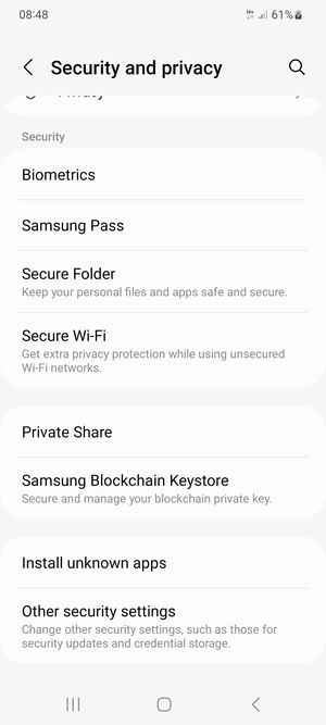 Scroll to and select Other security settings