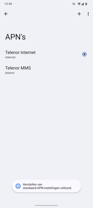 Selecteer Nieuwe APN