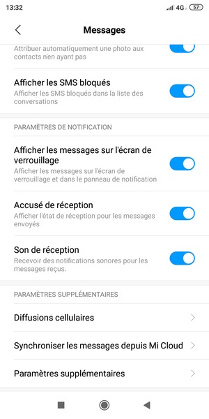 Faites défiler et sélectionnez Paramètres supplémentaires