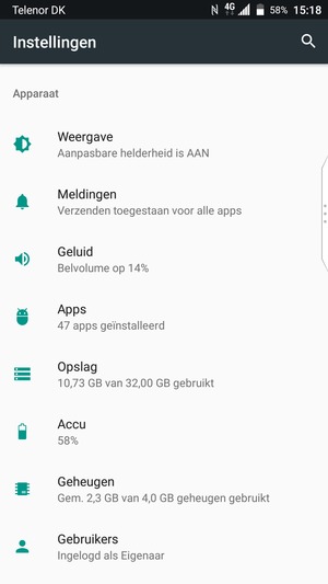 Scroll naar en selecteer Accu