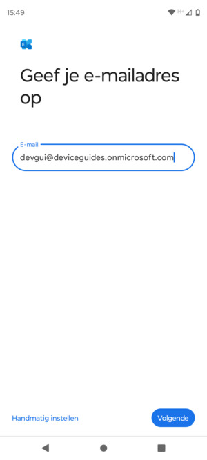 Voer uw e-mailadres in en selecteer Handmatig instellen
