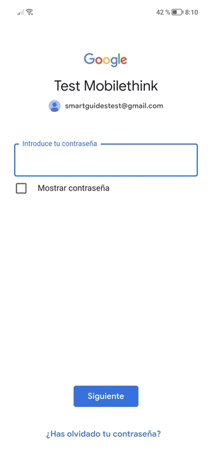 Introduzca su contraseña de Gmail y seleccione Siguiente
