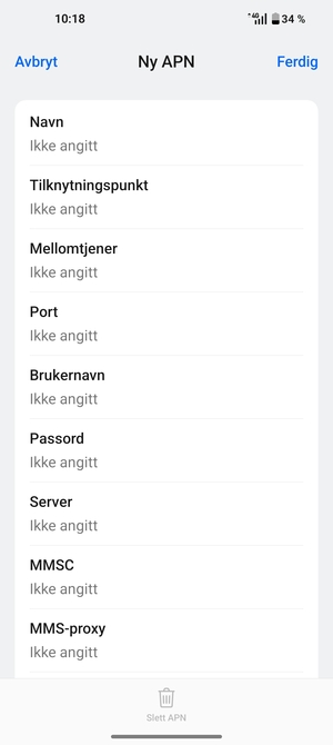 Skriv inn internett-informasjon